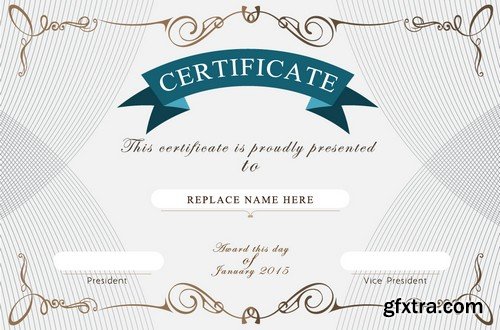 Stock Vectors - Certificate Template 8, 25xEPS