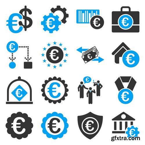 Vector - Euro Financial Service and Business Relations Icons