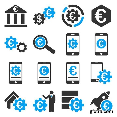 Vector - Euro Financial Service and Business Relations Icons