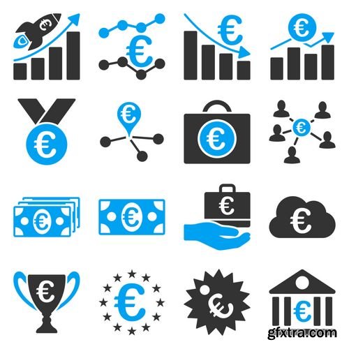 Vector - Euro Financial Service and Business Relations Icons