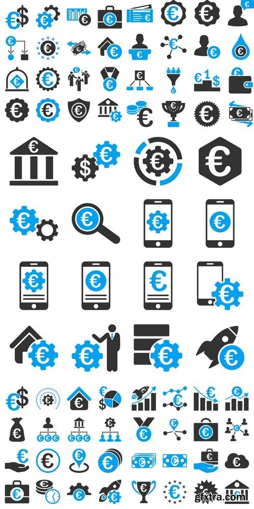 Vector - Euro Financial Service and Business Relations Icons