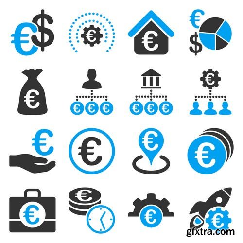 Vector - Euro Financial Service and Business Relations Icons