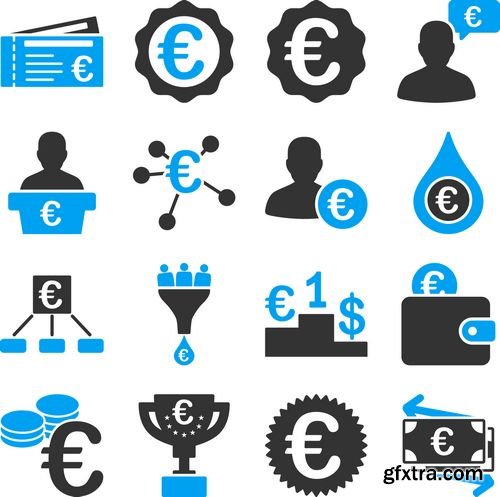 Vector - Euro Financial Service and Business Relations Icons