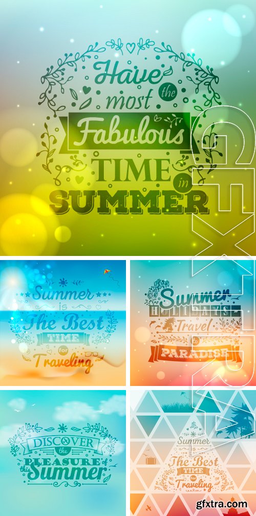 Stock Vectors - Vintage typography lettering summer design with floral ornaments and patterns