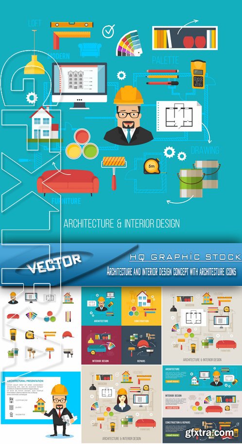Stock Vector - Architecture and interior design concept with architecture icons