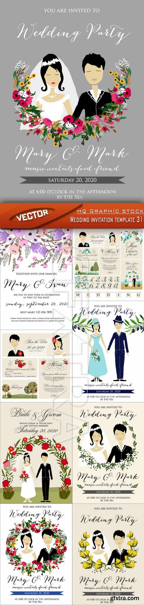 Stock Vector - Wedding invitation template 31