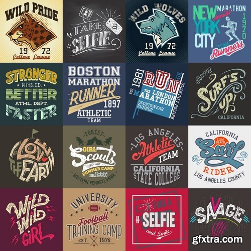 Collection of drawings printed T-shirts # 17-25 Eps