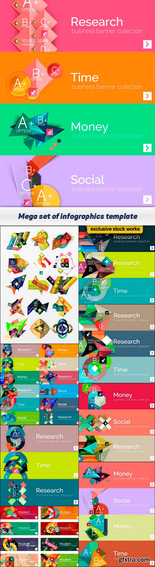 Mega set of infographics template 9x EPS