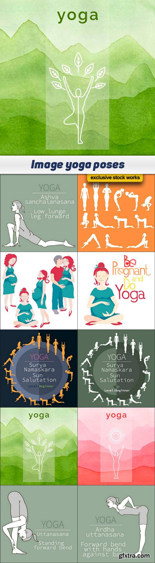 Image yoga poses 10x EPS