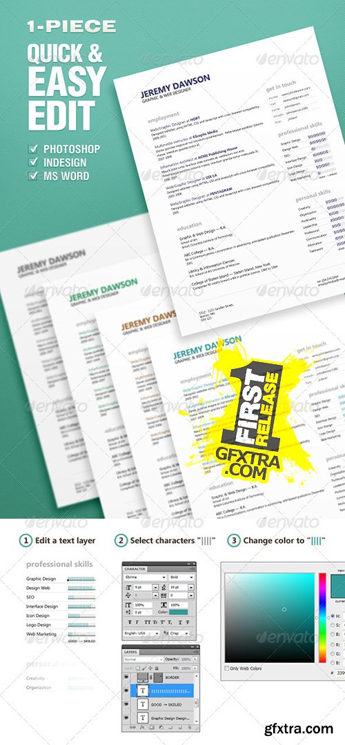 GraphicRiver - Quick Resume Designed in Clean Style 941084