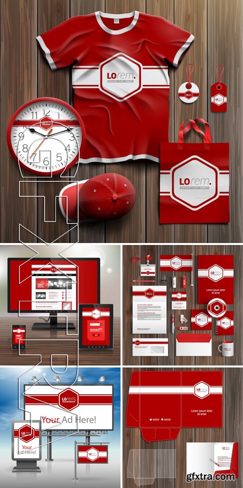 Stock Vectors - Classic Red Vintage Corporate Identity Design  Template. business stationery
