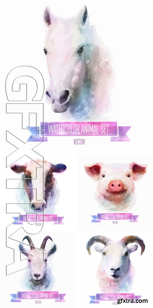 Stock Vectors - Vector Set Hand Painted Animals