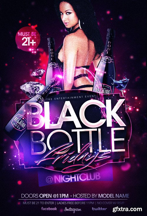 Black Bottles Ladies Night PSD Flyer Template