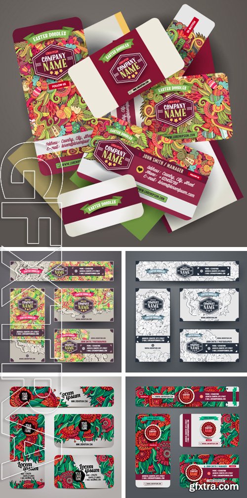 Stock Vectors - Corporate Identity vector templates set with art floral ornamental theme