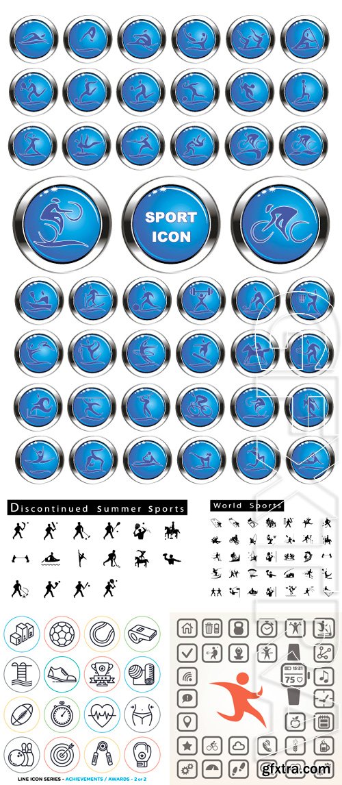 Stock Vectors - Sport and fitness line icons set