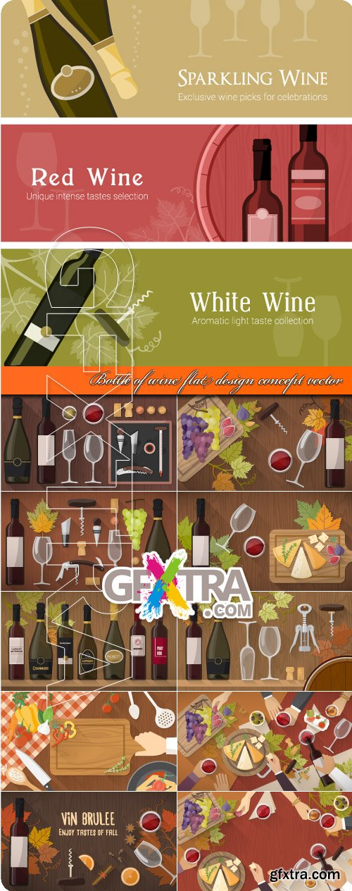 Bottle of wine flat design concept vector