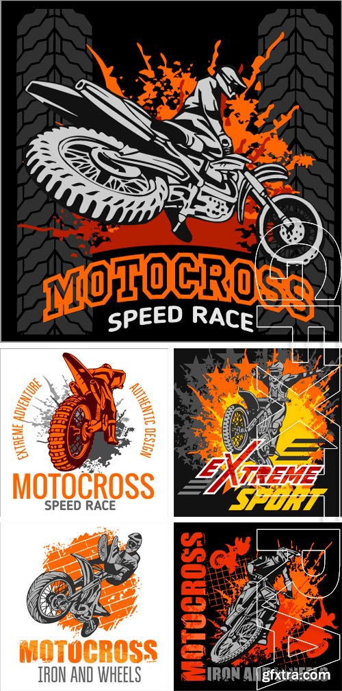 Stock Vectors - Motocross sport - grunge vector emblem for t-shirts