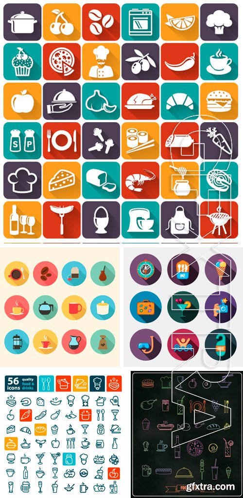 Stock Vectors - Line icon of food and drink, vector set