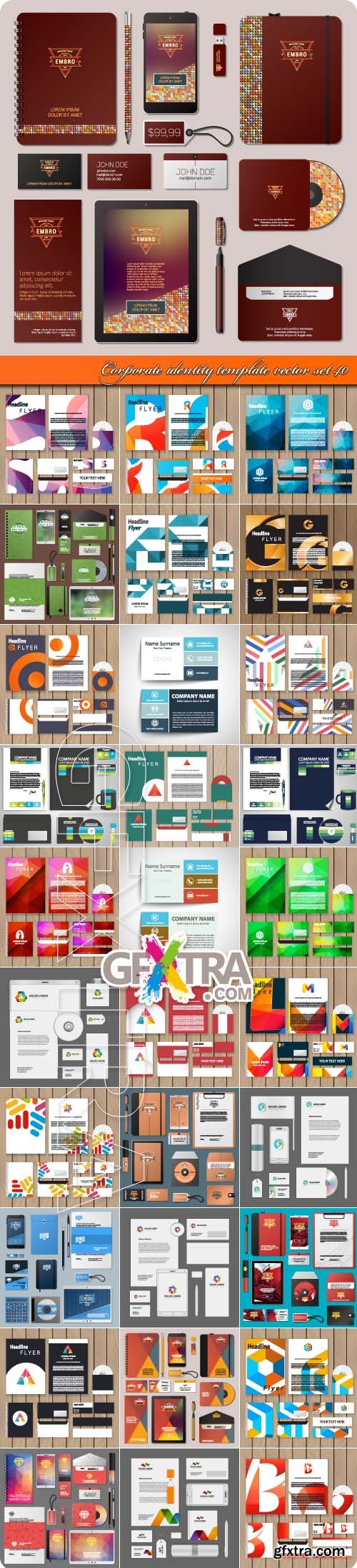 Corporate identity template vector set 40