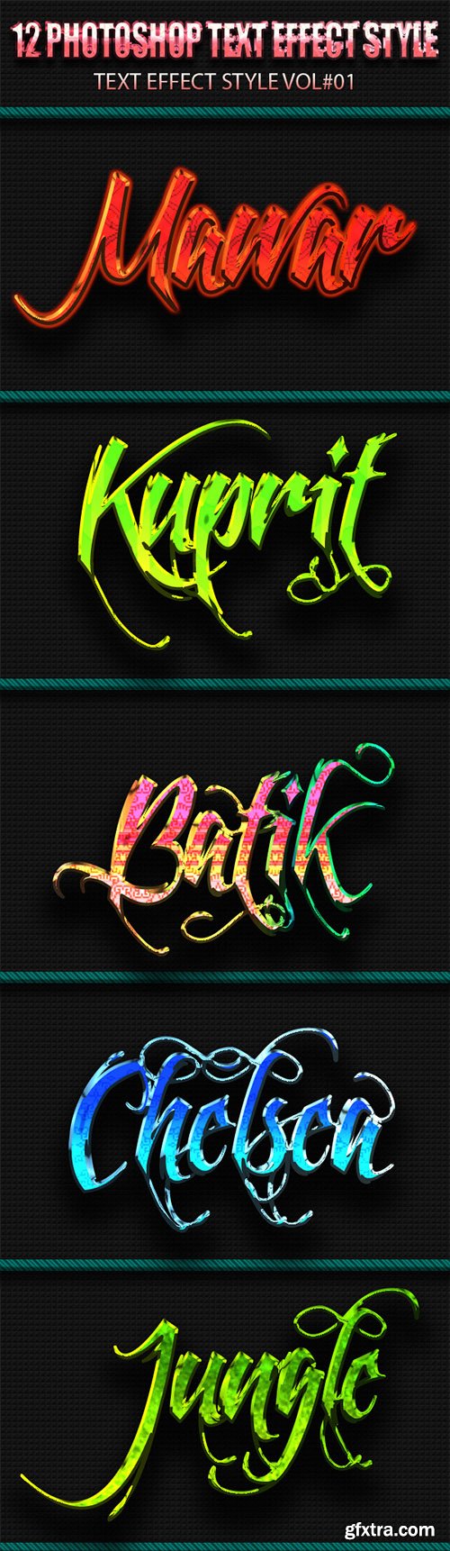 GraphicRiver 12 Photoshop Text Effect Styles Vol 1 11039851