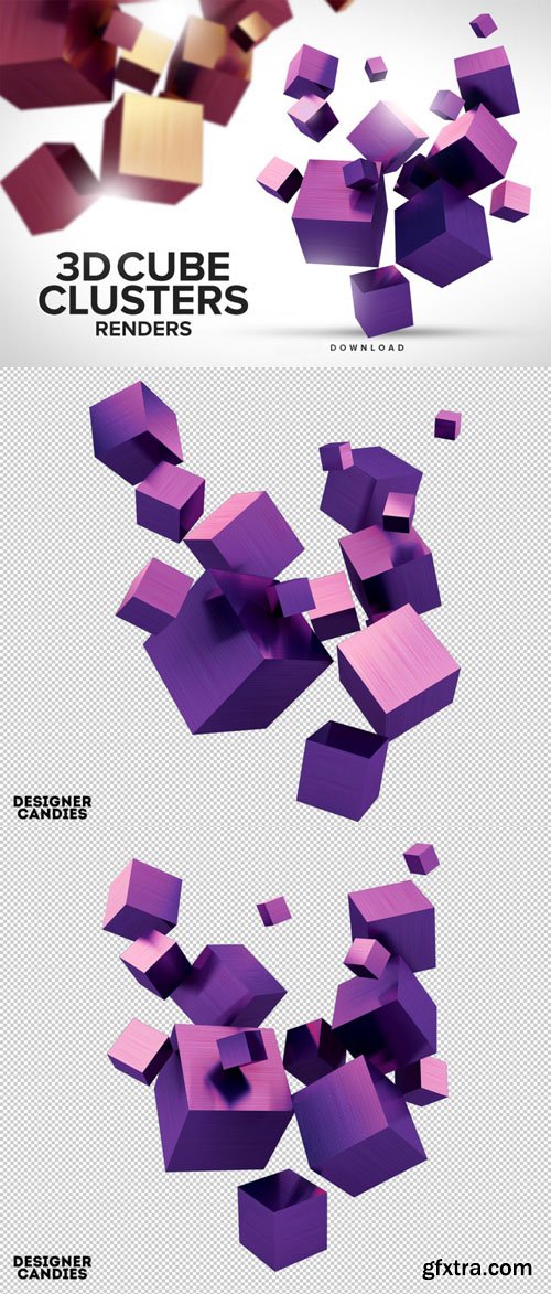 3D Cube Clusters Transparent PNG