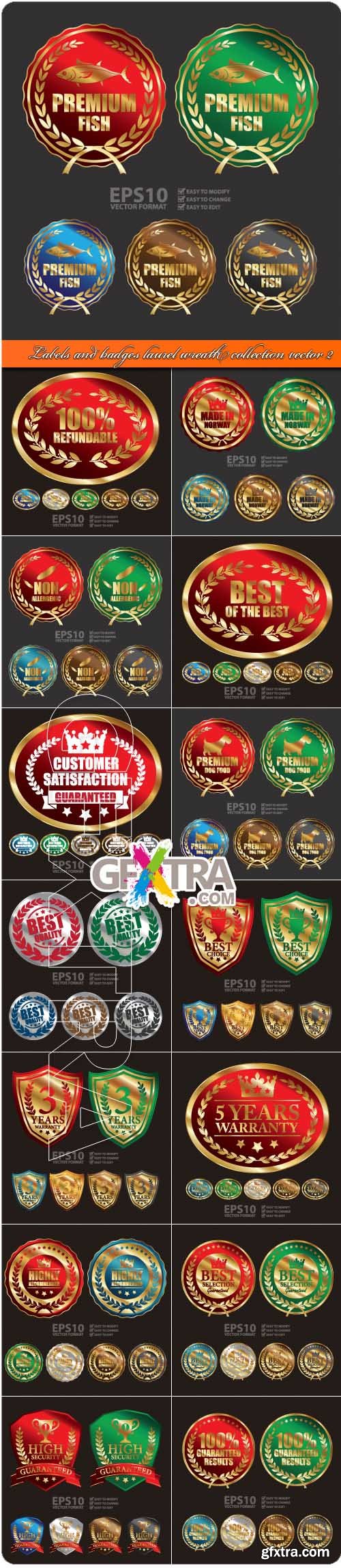 Labels and badges laurel wreath collection vector 2