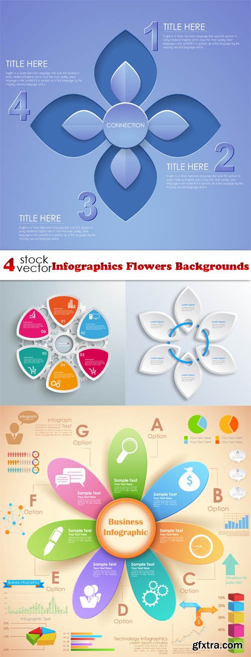 Vectors - Infographics Flowers Backgrounds