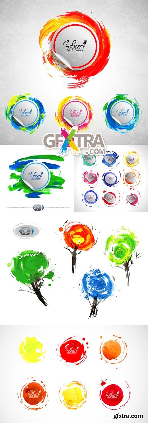 Watercolor Design Elements Vector