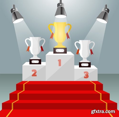 Collection of vector image Cup prize ovation logo icon 25 Eps