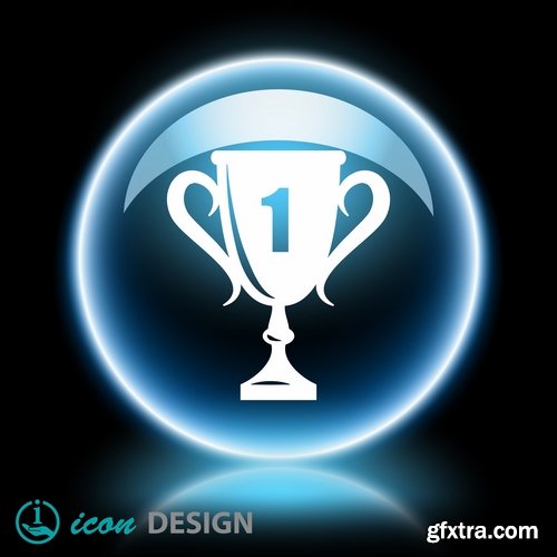 Collection of vector image Cup prize ovation logo icon 25 Eps