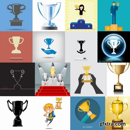 Collection of vector image Cup prize ovation logo icon 25 Eps