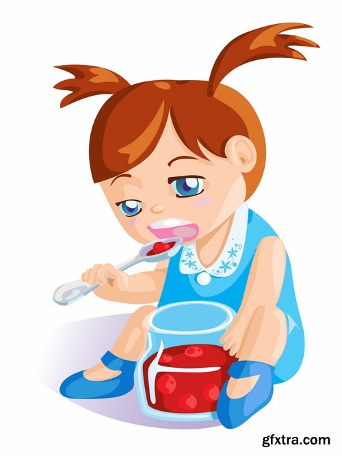 Collection of vector image of beautiful smiling children playing dabble 25 Eps