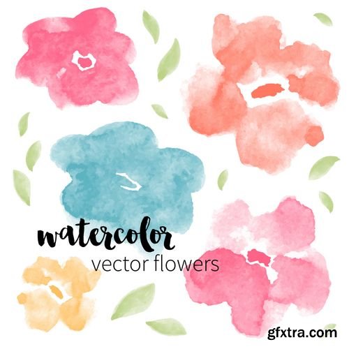 Vector - Set of Abstract Watercolor Flowers