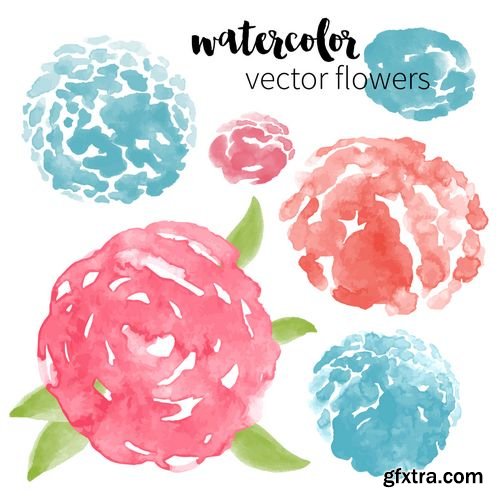 Vector - Set of Abstract Watercolor Flowers