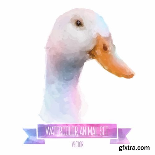 Vector Set of Watercolor Animals