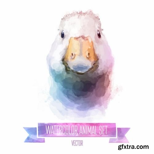 Vector Set of Watercolor Animals