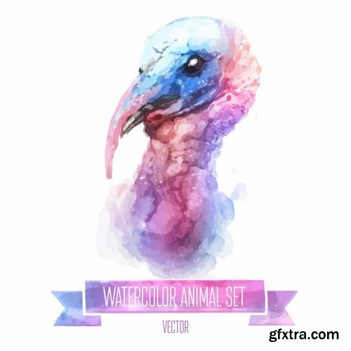 Vector Set of Watercolor Animals