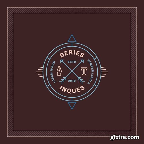 Vector - Vintage Line Art Geometric Logo Design Template 1