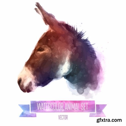 Vector Set of Watercolor Animals