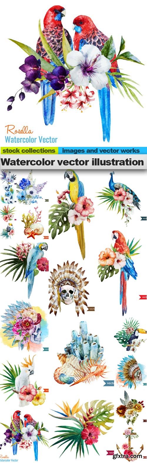 Watercolor vector illustration, 20 x EPS