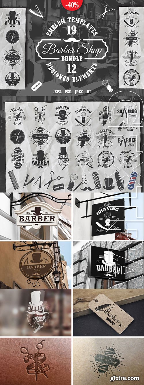 CM - Set of vintage barber emblems 246052