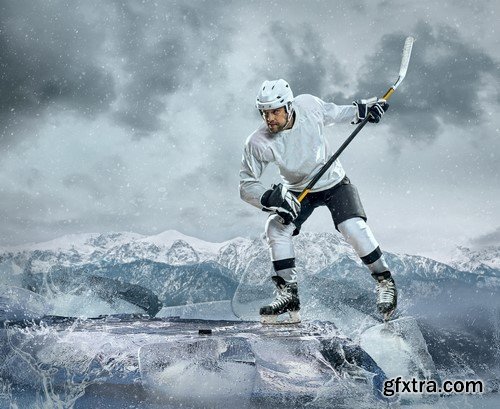 Hockey player on the ice 5x JPEG