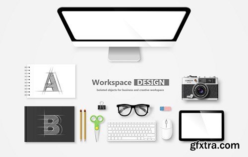 Creative Design Workspace & Modern Devices - 25x EPS