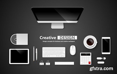 Creative Design Workspace & Modern Devices - 25x EPS