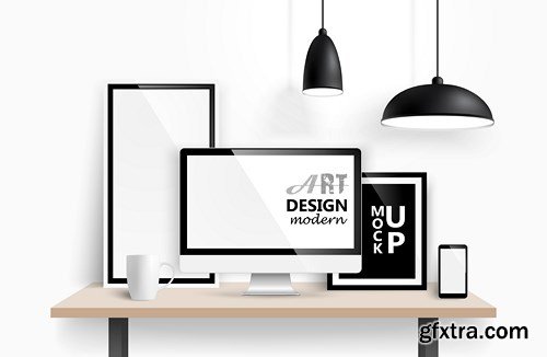 Creative Design Workspace & Modern Devices - 25x EPS