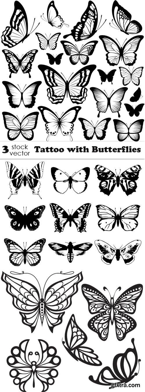 Vectors - Tattoo with Butterflies