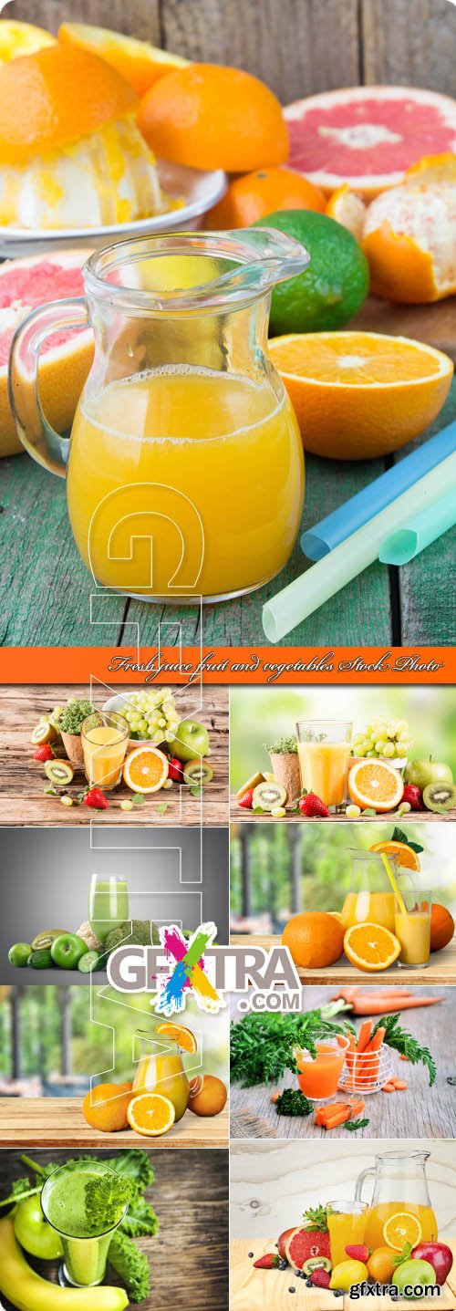 Fresh juice fruit and vegetables Stock Photo
