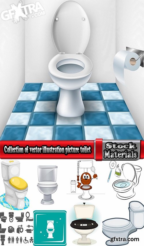 Collection of vector illustration picture toilet 25 Eps