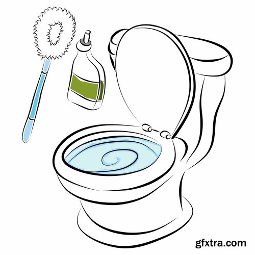 Collection of vector illustration picture toilet 25 Eps