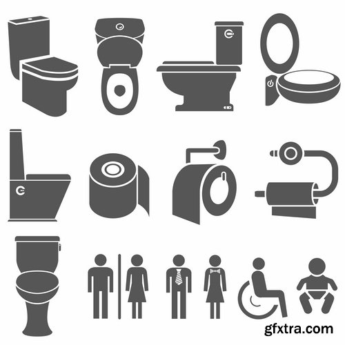 Collection of vector illustration picture toilet 25 Eps